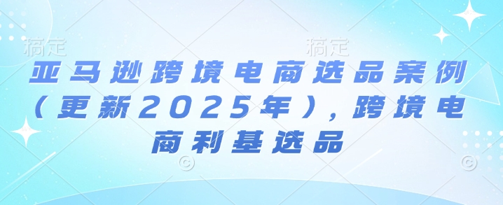 亚马逊跨境电商选品案例(更新2025年2月)，跨境电商利基选品-猫哥网资源库