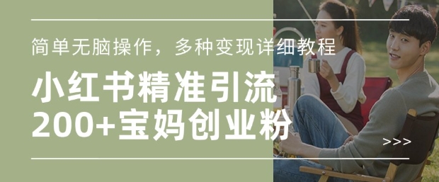 小红书混剪日引200+宝妈创业粉，简单无脑操作，多种变现详细教程-猫哥网资源库