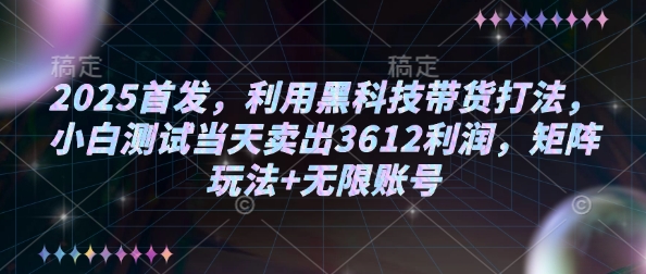 2025首发，利用黑科技带货打法，小白测试当天卖出3612利润，矩阵玩法+无限账号【揭秘】-猫哥网资源库