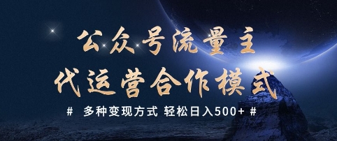 公众号流量主代运营  多种变现方式 轻松日入5张【揭秘】-猫哥网资源库
