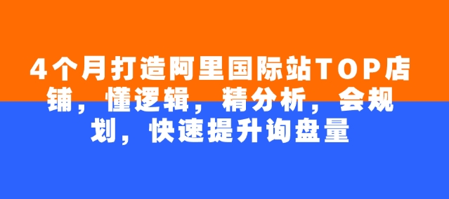 4个月打造阿里国际站TOP店铺，懂逻辑，精分析，会规划，快速提升询盘量-猫哥网资源库