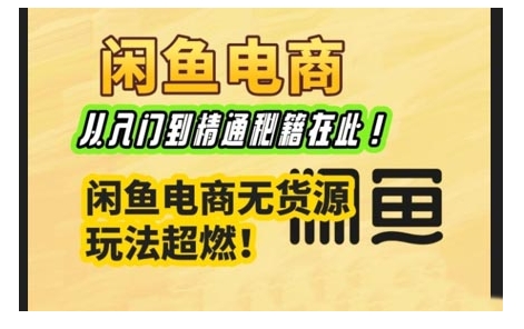 闲鱼电商实战课，从入门到精通秘籍在此，闲鱼电商无货源玩法超燃!-猫哥网资源库