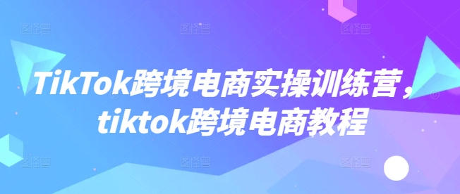TikTok跨境电商实操训练营，tiktok跨境电商教程-猫哥网资源库