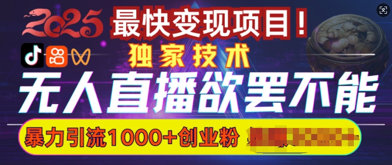 欲罢不能的无人直播引流，超暴力日引流1000+高质量精准创业粉-猫哥网资源库