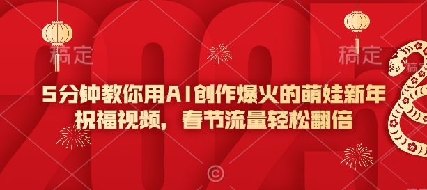 5分钟教你用AI创作爆火的萌娃新年祝福视频，春节流量轻松翻倍-猫哥网资源库