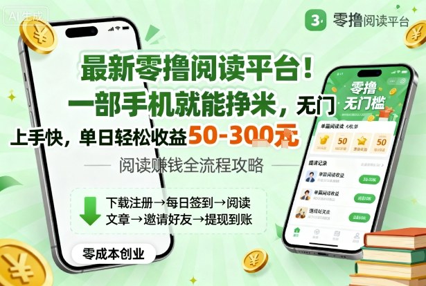最新零撸阅读平台！一部手机就能挣米，无门槛上手快，单日轻松收益50-3张【揭秘】-猫哥网资源库
