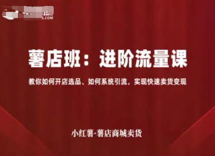 小红薯薯店商城卖货，进阶流量课，教你如何开店选品、如何系统引流，实现快速卖货变现-猫哥网资源库