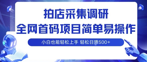 拍店采集调研，全网首码项目，简单易操作， 小白也能轻松上手，多账号操作，轻松日入5张【揭秘】-猫哥网资源库