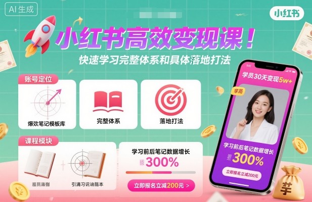 小红书高效变现课，快速学习小红书完整体系和具体落地打法-猫哥网资源库