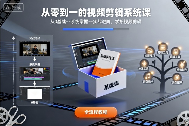 从零到一的视频剪辑系统课，从0基础–系统掌握–实战进阶，学拍视频剪辑-猫哥网资源库