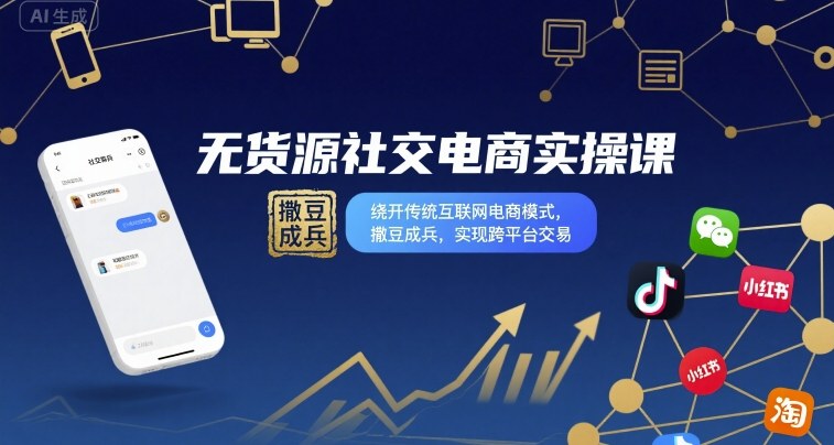 无货源社交电商实操课，绕开传统互联网电商模式，撒豆成兵，实现跨平台交易-猫哥网资源库