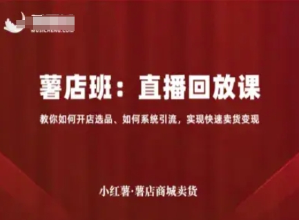 小红薯薯店商城卖货直播回放课，教你如何开店选品、如何系统引流，实现快速卖货变现-猫哥网资源库