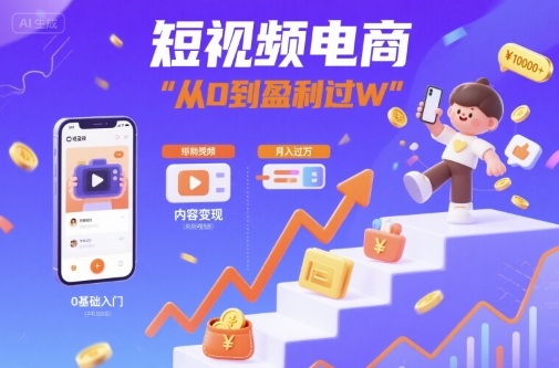 短视频电商：短视频变现从0到盈利过W-猫哥网资源库