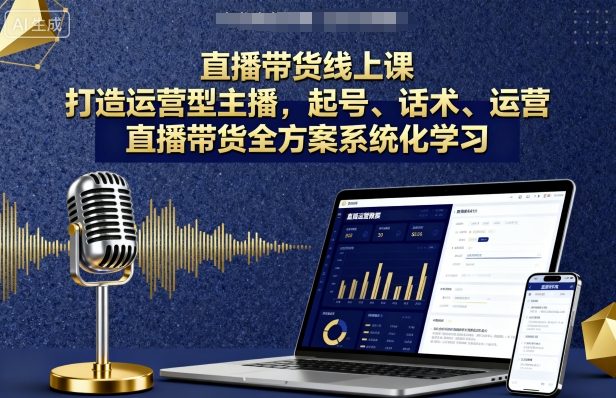 直播带货线上课，打造运营型主播，起号、话术、运营，直播带货全方案系统化学习-猫哥网资源库