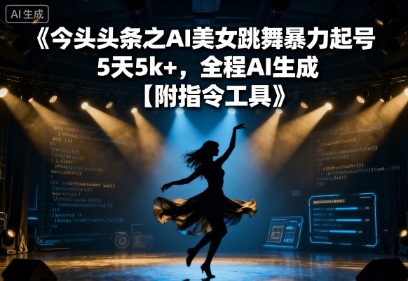 今日头条之AI美女跳舞暴力起号，5天1k+，全程AI生成【附指令工具】-猫哥网资源库