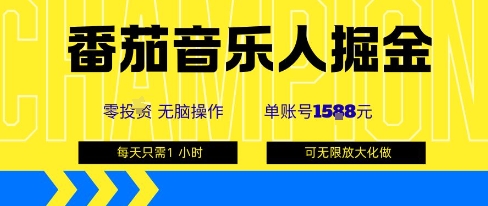 番茄音乐人掘金，单账号最高可撸1k+，可无限矩阵去做，零投入-猫哥网资源库