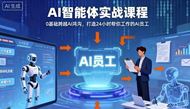 Ai智能体实战课程，0基础跨越Ai鸿沟，打造24小时帮你工作的Ai员工，打破常规，以实战定义Ai-猫哥网资源库
