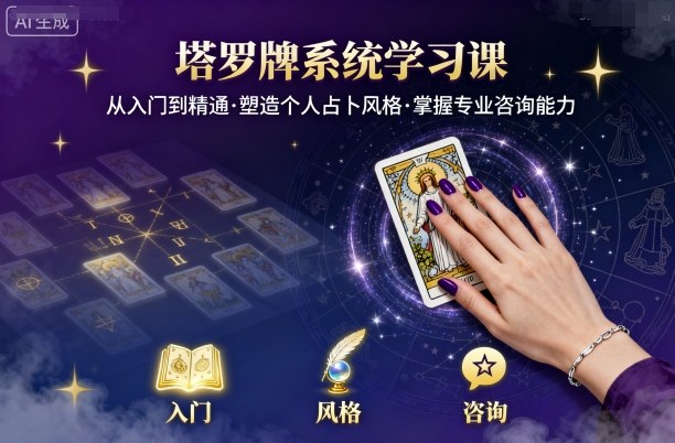 塔罗牌系统学习课，助你从入门到精通，塑造个人占卜风格，掌握专业咨询能力-猫哥网资源库