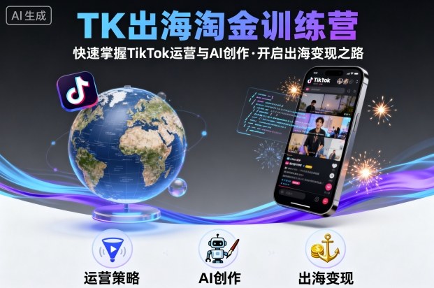 TK出海淘金训练营，助你快速掌握TikTok运营与AI创作，开启出海变现之路-猫哥网资源库
