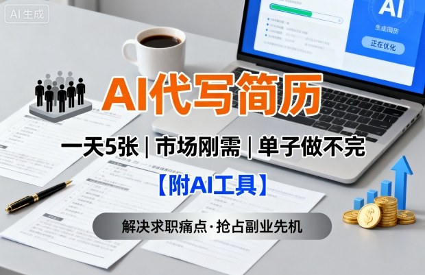 AI代写简历，一天5张，今年找工作难，市场刚需，单子做不完【附AI工具】-猫哥网资源库