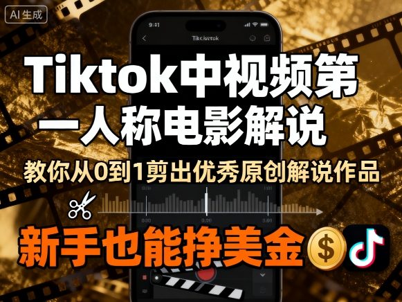 Tiktok中视频第一人称电影解说，教你从0到1剪出一个优秀的原创解说作品，新手也能挣美金-猫哥网资源库