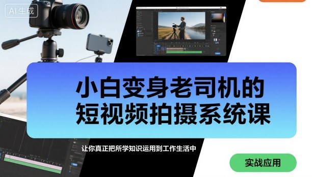 小白变身老司机的短视频拍摄系统课，让你真正把所学知识运用到工作生活中-猫哥网资源库