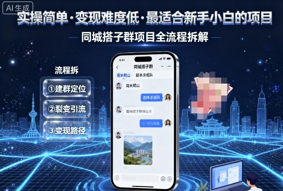 实操简单，变现难度低，最适合新手小白做的项目，每天轻松收入3张，同城搭子群项目全流程拆解-猫哥网资源库