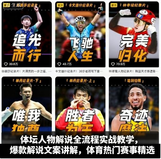 体坛人物解说全流程实战教学，爆款解说文案讲解，体育热门赛事精选-猫哥网资源库
