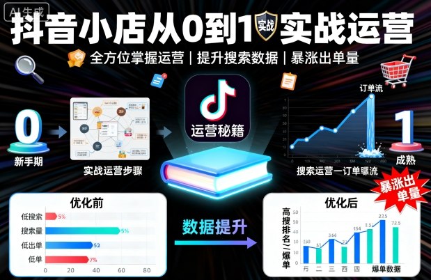 抖音小店从0到1实战运营，帮你全方位掌握小店运营，提升搜索数据与出单量-猫哥网资源库
