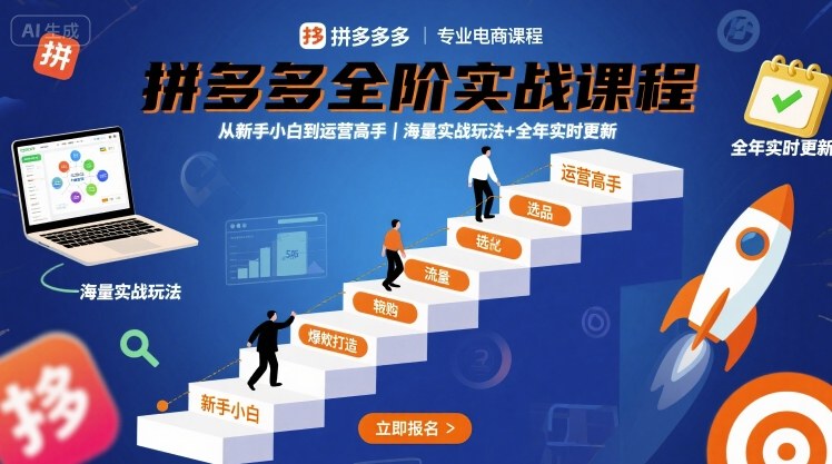 拼多多全阶实战课程，从新手小白到运营高手，海量实战玩法+全年实时更新【2025年9月更新】-猫哥网资源库