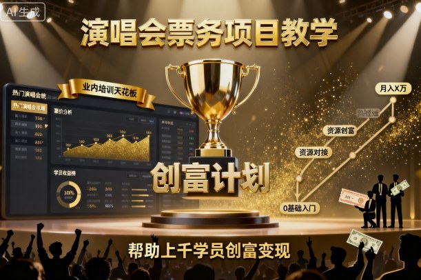 演唱会票务项目教学，业内培训天花板，帮助上千学员创富变现-猫哥网资源库