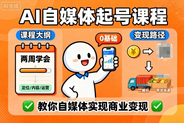AI自媒体起号课程，0基础小白两周学会，教你自媒体实现商业变现-猫哥网资源库