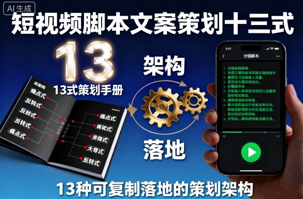 短视频脚本文案策划十三式，13种可复制落地的策划架构-猫哥网资源库