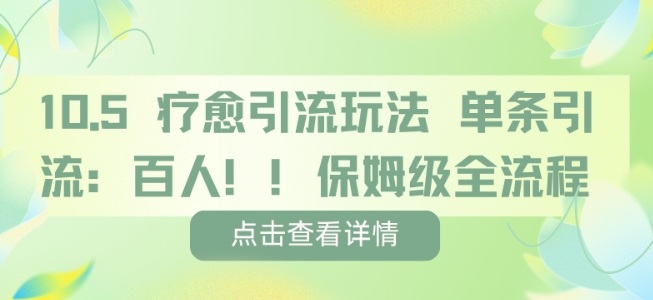 疗愈引流玩法，单条引流百人，保姆级全流程-猫哥网资源库