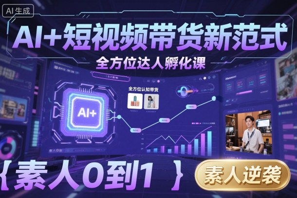 AI+短视频带货新范式全方位达人孵化课，素人也可以从0到1，全方位认知短视频带货-猫哥网资源库