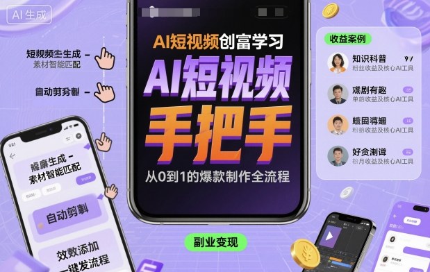 AI短视频创富学习，手把手教会你制作AI短视频-猫哥网资源库