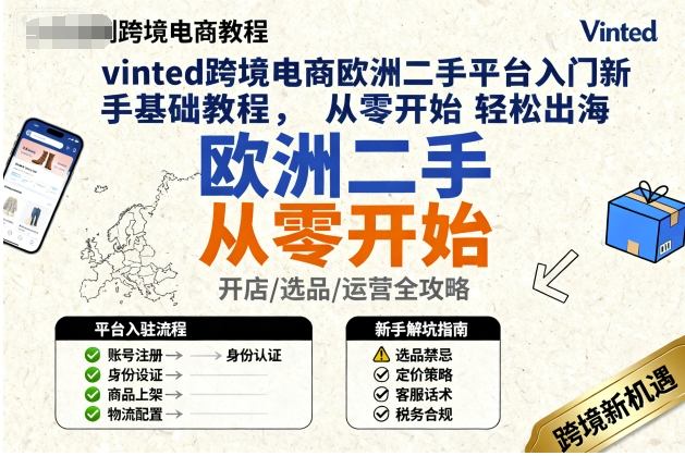 vinted跨境电商欧洲二手平台入门新手基础教程，从零开始轻松出海-猫哥网资源库