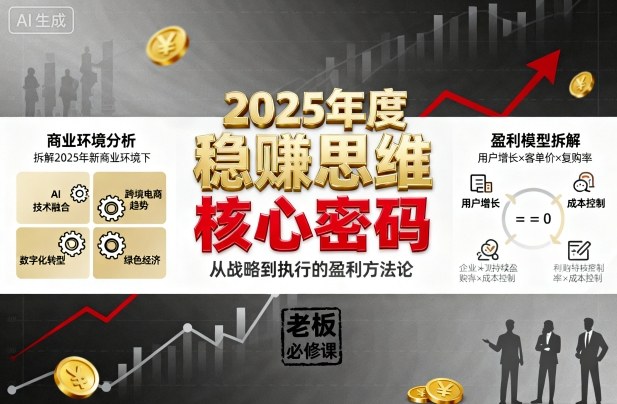 2025年度稳賺思维老板创业营，拆解2025年新商业环境下，企业实现持续盈利的核心密码-猫哥网资源库