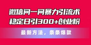 微信问一问暴力引流术,稳定日引300+创业粉,最新方法,条条爆款【揭秘】-猫哥网资源库