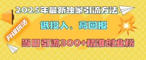 2025年最新独家引流方法,低投入高回报?当日引流300+精准创业粉-猫哥网资源库