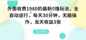 外面收费1980的最新0撸玩法,全自动挂G,每天30分钟,无脑操作,当天收益3张【揭秘】-猫哥网资源库